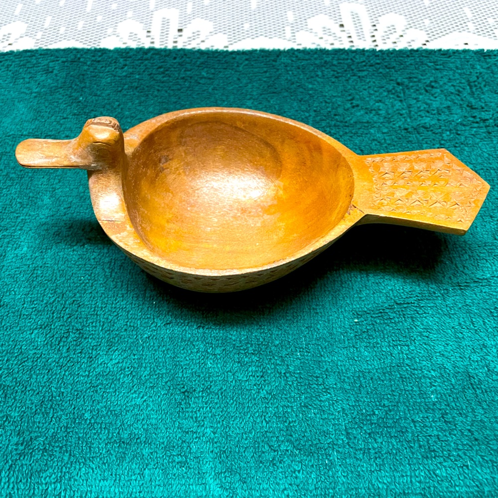 Vintage Hand Carved Yugoslavian Wooden Bird Bowl